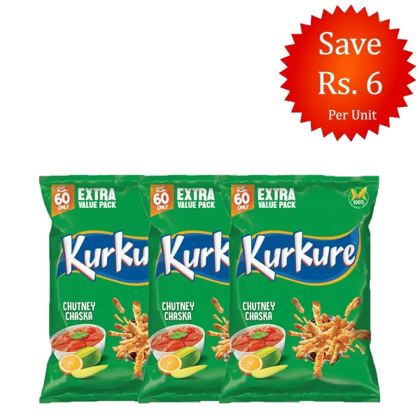 Kurkure Chutney Chaska 58g (Pack of 3)