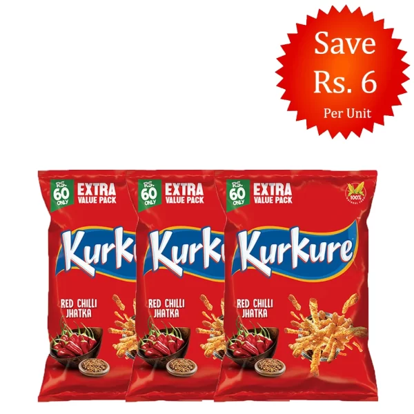 Kurkure Red Chilli 58g (Pack of 3)