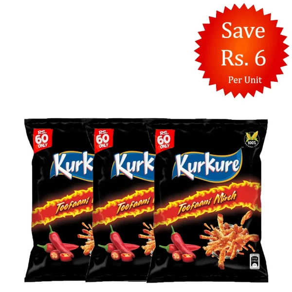 Kurkure Toofani Mirch 58g (Pack of 3)