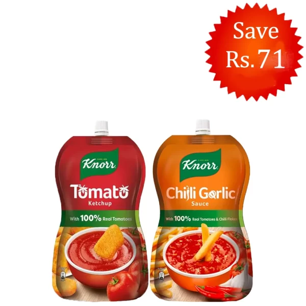 Knorr 800g Sauce Variety Pack (Tomato Ketchup + Chilli Garlic Sauce)