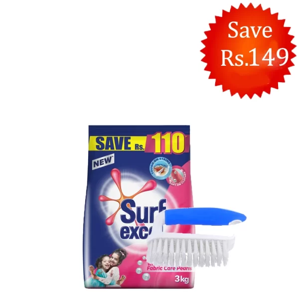 Surf Excel Detergent 3 Kg + Spontex Laundry Brush Combo