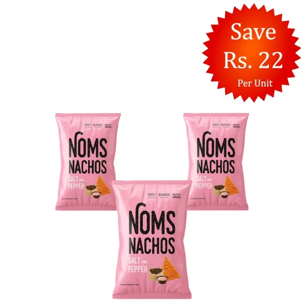 NOMS Nachos Pink Salt and Pepper 64g (Pack of 3)