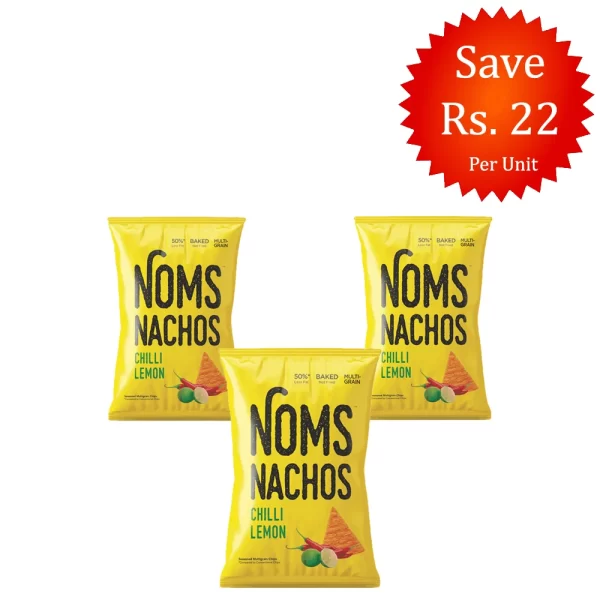 NOMS Nachos Chilli Lemon 64g (Pack of 3)