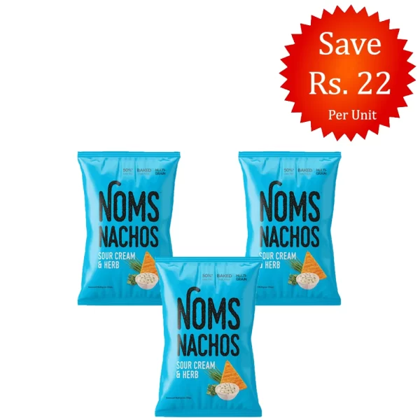 NOMS Nachos Sour Cream & Herb 64g (Pack of 3)