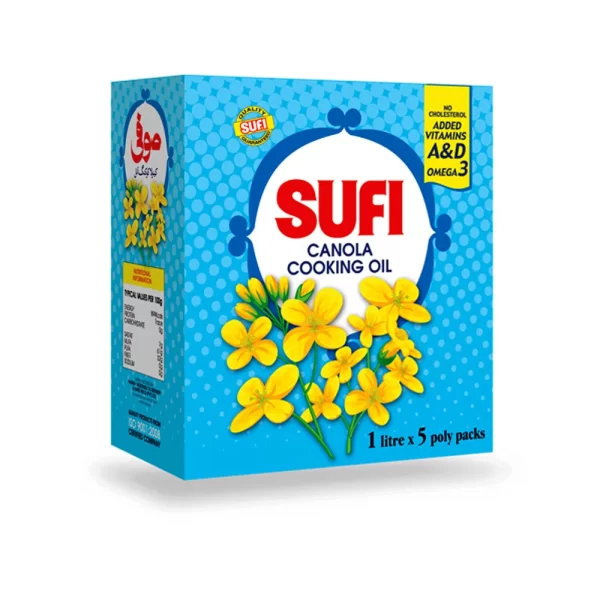 Sufi Canola Cooking Oil 1L Pouch (Pack of 5)