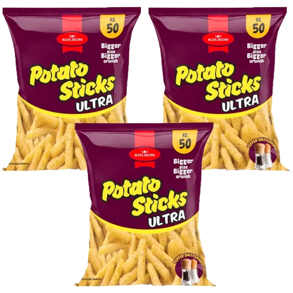 Kolson Potato Sticks Salt & Pepper 34g (Pack of 3)