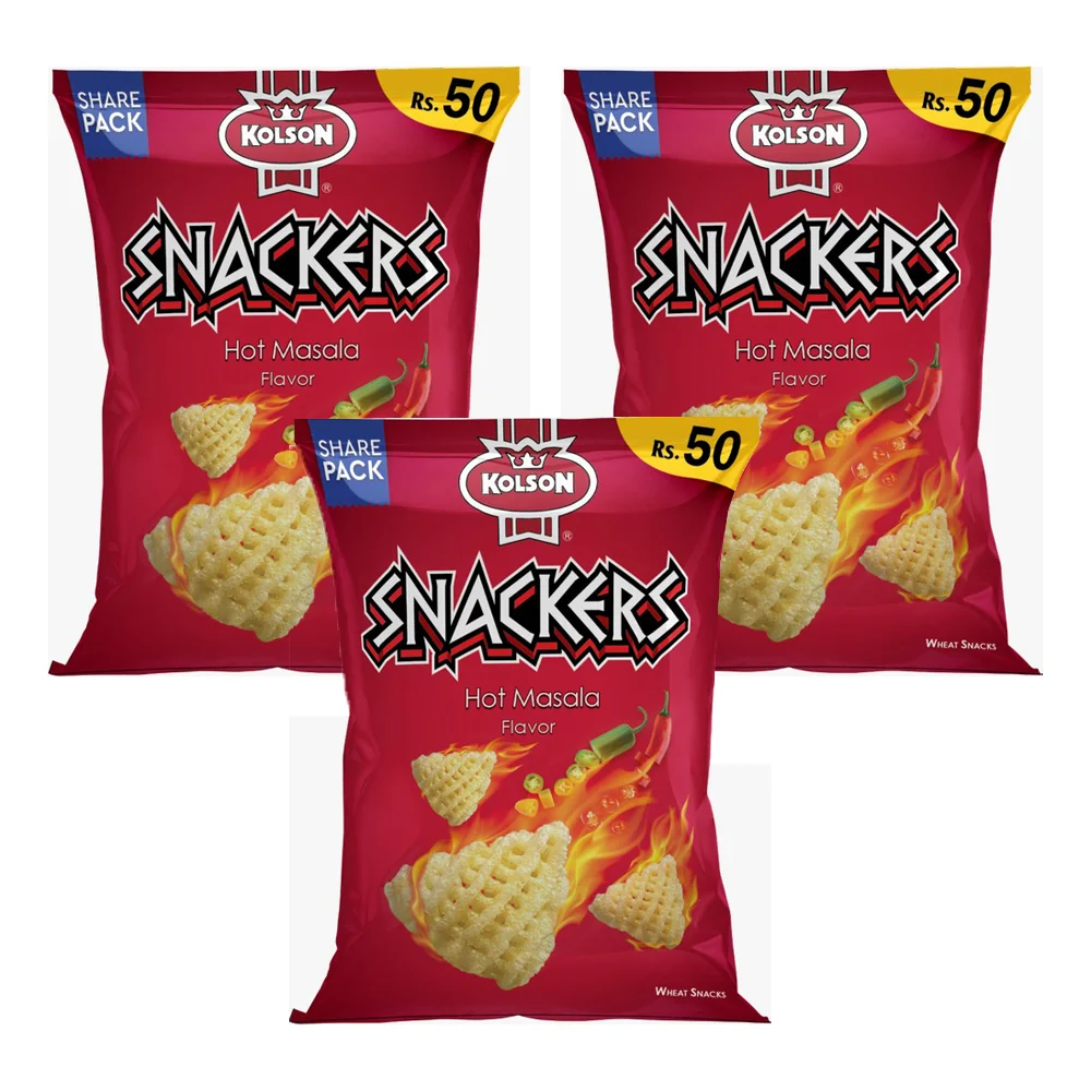 Kolson Snackers Hot Masala 34g (Pack of 3)
